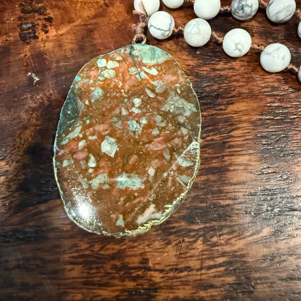 Long beaded necklace 
21 inches